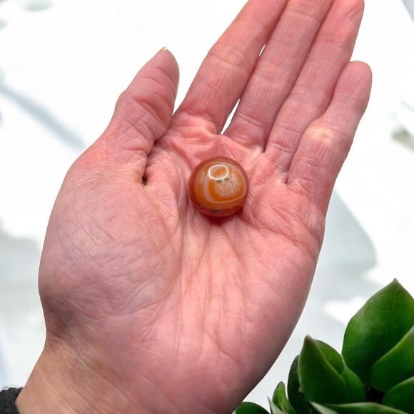 Carnelian Agate Crystal‎ Marble Sphere (#23) - Picture 2 of 9